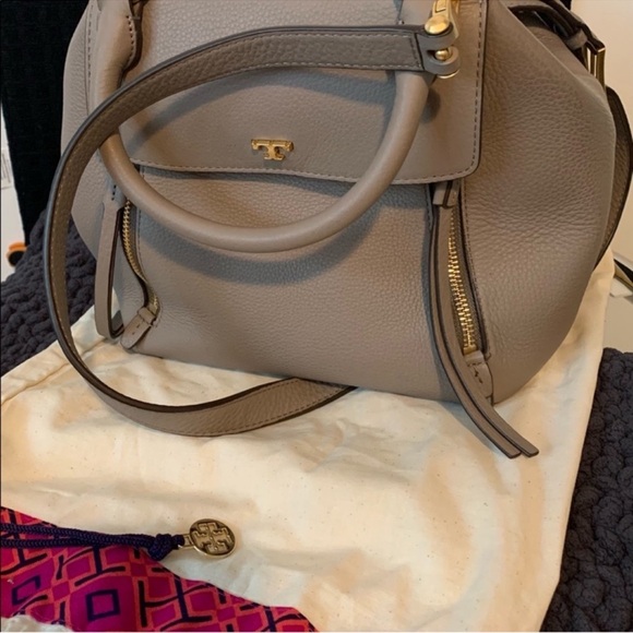 Tory Burch Handbags - Tory Burch Gold and Tan Crossbody Bag with Structured Design